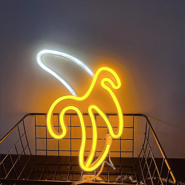 Neonseinäkiinnitys banaani Led-yövalo kodin sisustukseen - Paristo- ja USB käyttöinen valokyltti