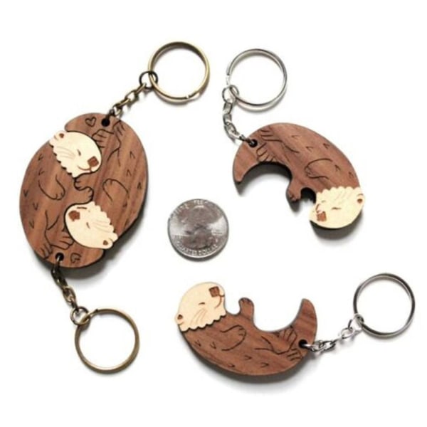 2kpl Sea Otters Avaimenperä Otters Puzzle Yhteensopiva Avaimenperä Tyttöystävä Korut