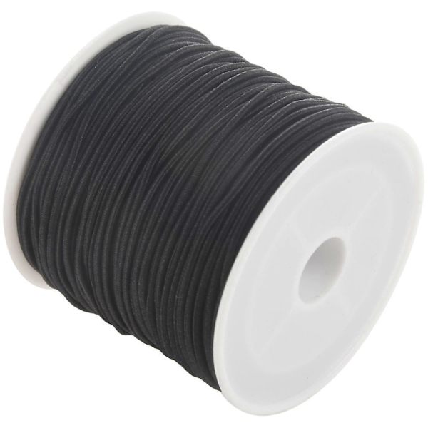 1 rulle 24m lang sort rund elastisk perlesnor tråd 1mm black