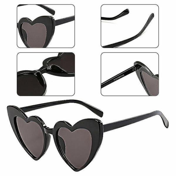 Kvinner elsker hjerteformede solbriller Retro Gradient Color Lens Eye Briller