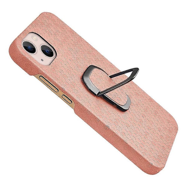 Ring Holder Honeycomb PU Telefoncover til iPhone 14 Blue