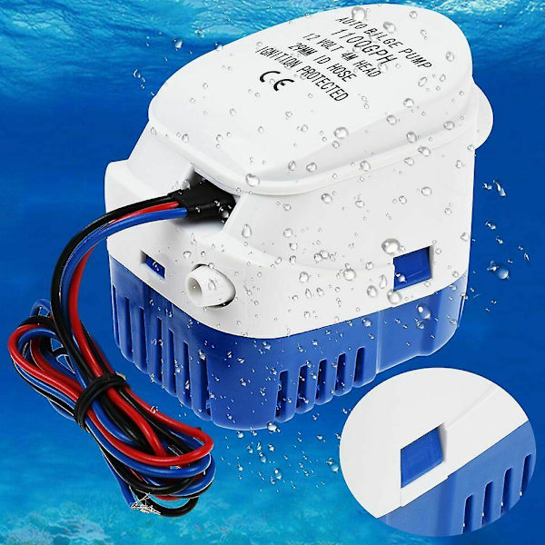 12v 1100gph marinebåt automatisk lensevannspumpe Rv automatisk nedsenkbar pumpe White  blue