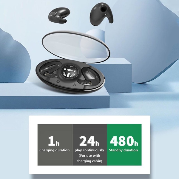 MD538 Trådlöst Bluetooth headset Binaural In-ear Sleep Digital Display Hög ljudkvalitet Black