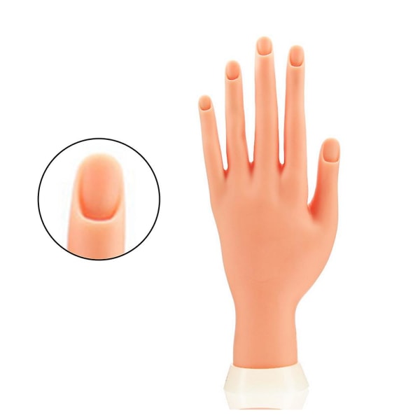 Øv hånd for akrylnegler, falsk håndøvelse for negler, fleksibelt bevegelig øvingsverktøy for falsk håndmanikyr, neglekunstøvelse