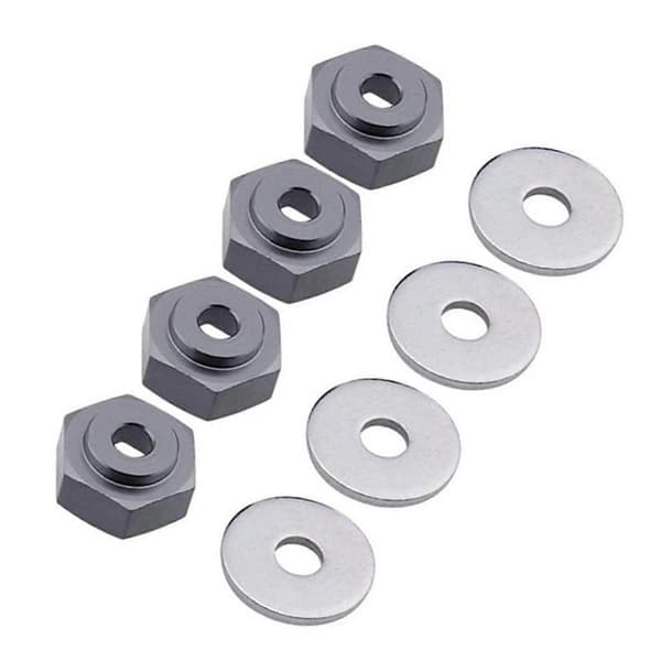 4 stk. Kompatibel med Hsp 1:10 til 1:8 Dæk 12mm til 17mm Hex Konvertering Sort