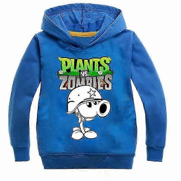 PVZ Barn Hoodie Plants VS Zombies Spel Pojkar Flickor Tröja Jumper T-shirt Toppar Blue 2 140(8-9T)