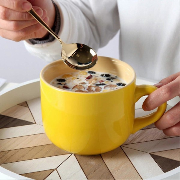 SBSG Stor Mugg i Porslin för Havregrynsgröt - 680 ml, Bred Kaffemugg, Frukostkopp och Soppskål, Mikrovågsugns- och Diskmaskinsäker, Keramisk Mugg för Mjölk