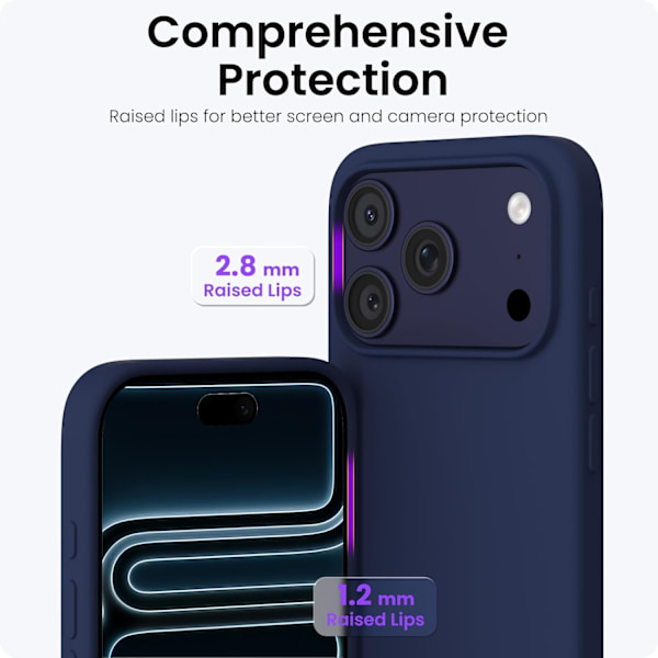 iPhone 17 Pro Case, Premium Liquid Silicone Case, Soft Rubber, Scratch-Resistant Microfiber Lining, Shockproof Protection, Dark Blue
