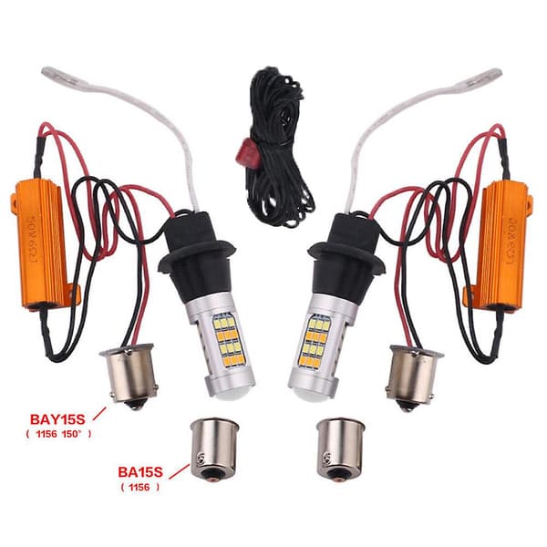 2 stk. 1156 2835smd 42leds Bil Dobbelt Switchback Drl Bakgear Blinklys
