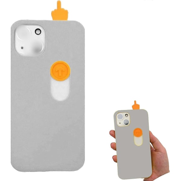 3D-tulostus Keskisormi Liukuva Puhelimen Kotelo, Hauska Parodia Puhelimen Kotelo, Luova Ystävällinen Ele Puhelimen Kotelo iPhone 15 Pro Maxille Silver