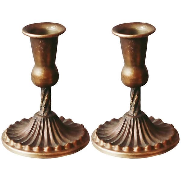 Retro gyllen metall lysestake for dekor 2 stk. enkelt-hode lysestake
