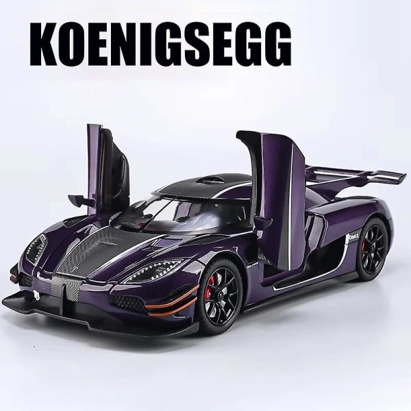 1:24 Koenigsegg One 1 One:1 Alloy Die Cast Legetøj Bilmodel Lyd og lys Træk tilbage Børnelegetøj Samleobjekter Fødselsdagsgave Purple