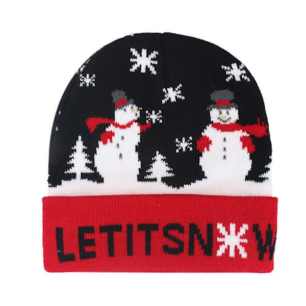 Jultomte Stickad Jacquardhatt för Barn Höst och Vinter Varm Pullovermössa Red 42-50cm
