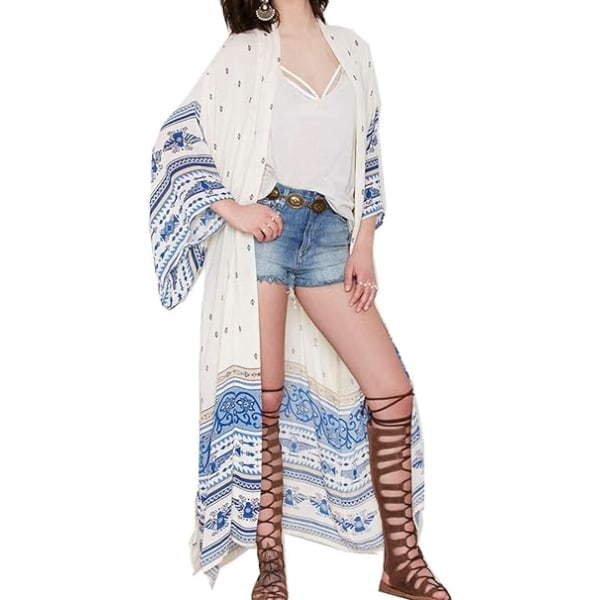 Sommer Lang Kaftan Bohemian Strand Kimono Badetøy Cover Up Plus Size Kjole For Kvinner