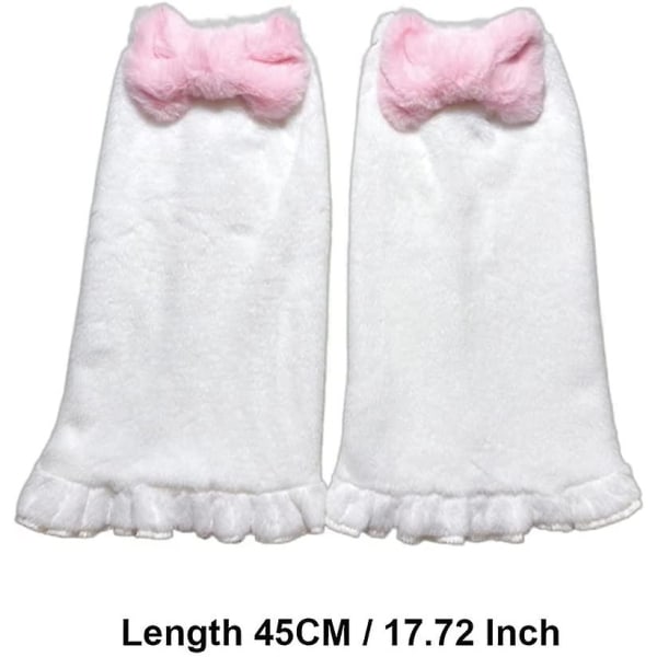 Kawaii rosa rosett för damer benvärmare strumpor Lolita Harajuku Fuzzy Fluffy Plush