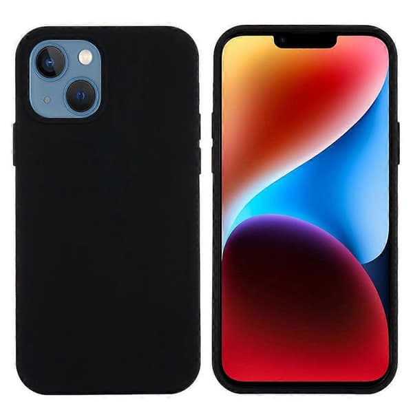 Ensfarvet silikone telefoncover til iPhone 15 Black For iPhone 15 Plus