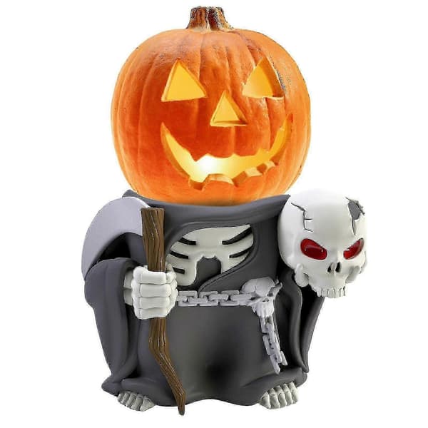 2025 Halloween Lysende Harpiks Græskar Ridder Statue Festdekoration Havepynt