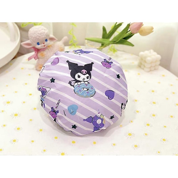 Tegneserie Sanrio Hellokitty Dobbeltlags Badehætte Kawaii Cinnamoroll My Melody Kuromi Vandtæt Og Støvbestandig Beskyttende Hat 03 Adult version
