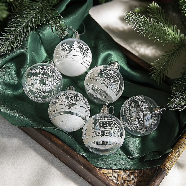 6 kpl Joulupallot Joulukuuseen ripustettavat koristeet kotiin Joulujuhlasisustuspallot (läpinäkyvä) Bd