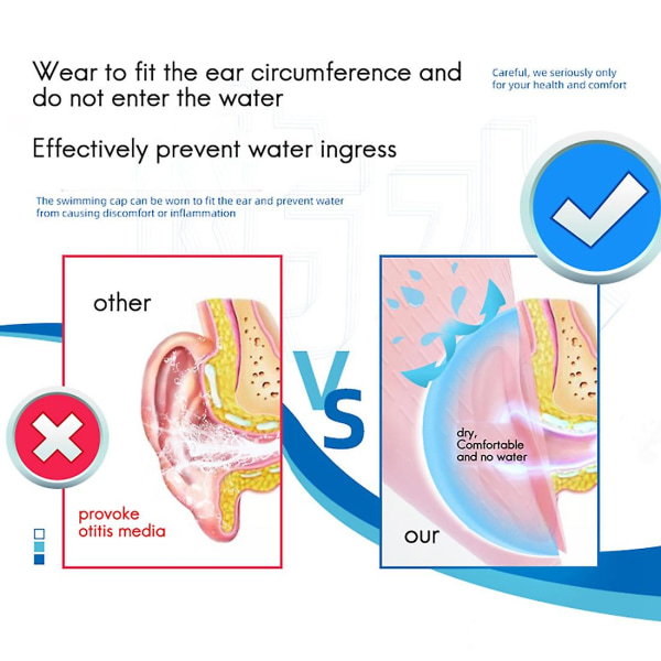 Unisex børnebadehætte 3d ørebeskyttelse Silikonebadehætte Vandtæt holdbar badehætte til Ki