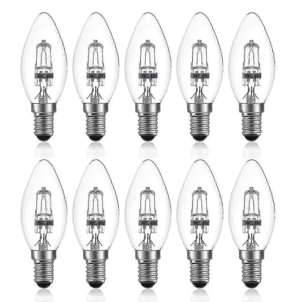 10 stk E14 C35 dimbar halogenpære 42W 2700K varmhvit stearinlys