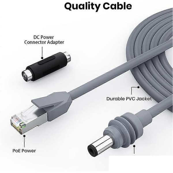 Til Starlink Mini RJ45 til DC5521 opladerkabel, 1,2M 26AWG til Starlink Mini strømkabel, vandtæt kabel Grå