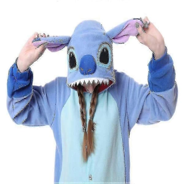 Stitch Pyjamas Anime Cartoon Sovkläder Outfit Jumpsuit Blue M