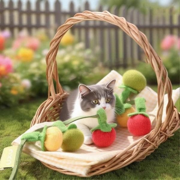 Fruktformet kattemynteleke med bjelle, interaktiv teaser for katter 3pcs