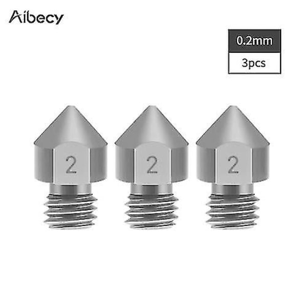 Aibecy 3D-tulostinosan osat 3 kpl Tc4 titaani-seoksen suuttimet 0,2/0,3/0,4/0,5 mm