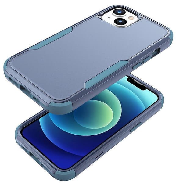 Commuter TPU + PC Telefon Cover Til iPhone 15 Royal Blue Grey Green
