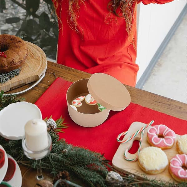 1 sett rund kraftpapirboks, kakebeholder, cupcakeboks