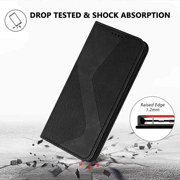 Kompatibel med Honor 600 Smart 5G Telefonfodral Hudvänlig Läderplånboksfodral med Stativ Black