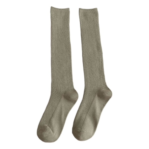 1 Par Kvinders Lange Strømper Bløde Høj Elasticitet Ensfarvet Tyk Anti-slip Varme Casual Stribet Struktur Kvinders Strømper Vinter Tilbehør Grey Green One Size