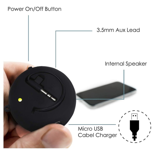 Mini-højttaler bærbar genopladelig rejsehøjttaler med aux-indgang kablet 3,5 mm hovedtelefonstik Black