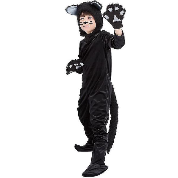 Børne Cosplay Sæt Animalblack Kattekostume 140 150cm