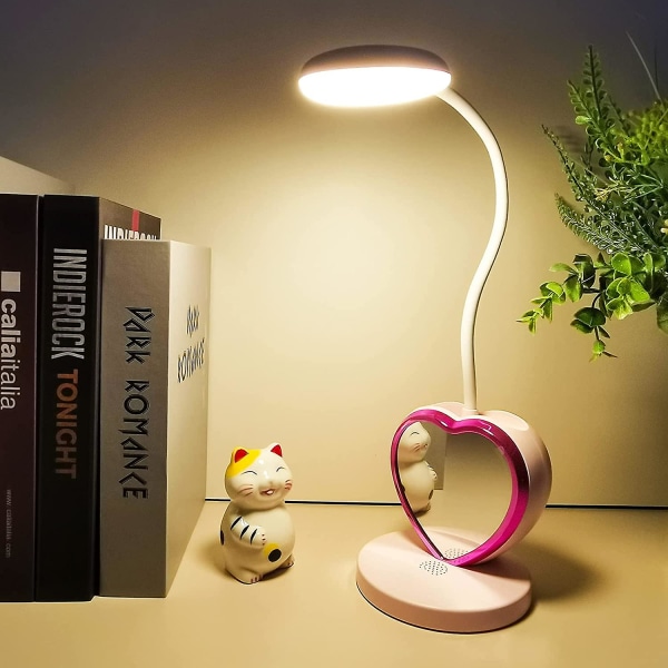 Led-pöytälamppu lapsille, pieni pöytälamppu USB latausportilla ja kynätelineellä ja puhelintelineellä, söpö lamppu kahdella värillä, silmiä hoitava työpöytälamppu