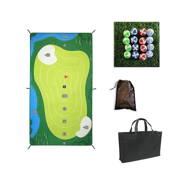 Golf Chipping spelmatta med 16 greppbollar (ingen klubba ingår), golfmatta present för män Barnlek Bakgård