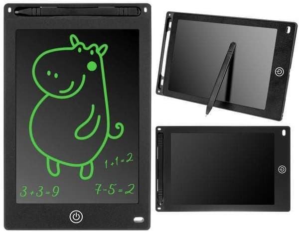 Digital tegneplade til børn - Praktisk LCD, 8.5\" tablet + pen sort Black Svart