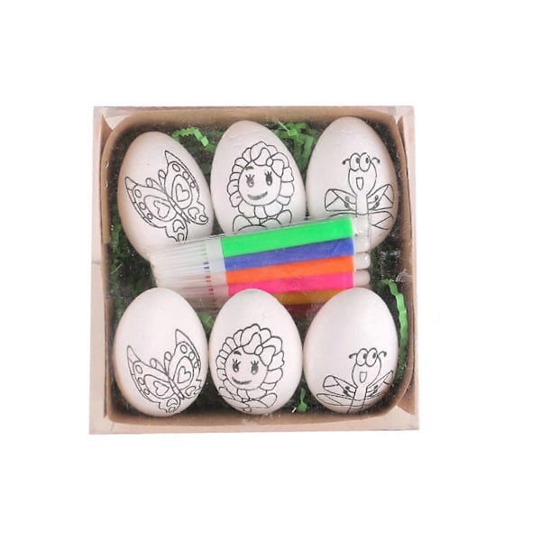Påsk DIY Handmålade Påskägg Kaninägg Barns Handgjorda Gåvor Med Inbyggd Målarpenna 6ml eierfarben ostern A