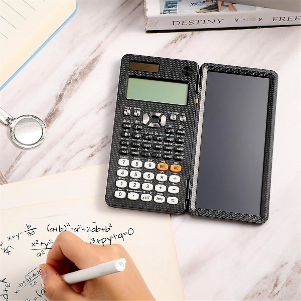 Tieteellinen laskin LCD-kirjoitusalustalla, matematiikkalaskin sopii kouluun, aurinkolaskin (991ES, 417 toimintoa) Black