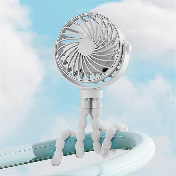 Bærbar Mini Blæksprutte Ventilator Baby Klapvogn USB Genopladelig Fleksibel Stativ Sammenfoldelig Ventilator