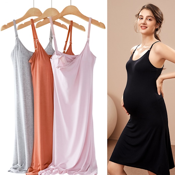 Lös Mammaklänning för Mamma Vardaglig Amning Sovkläder Graviditets Pyjamas NO.3 L