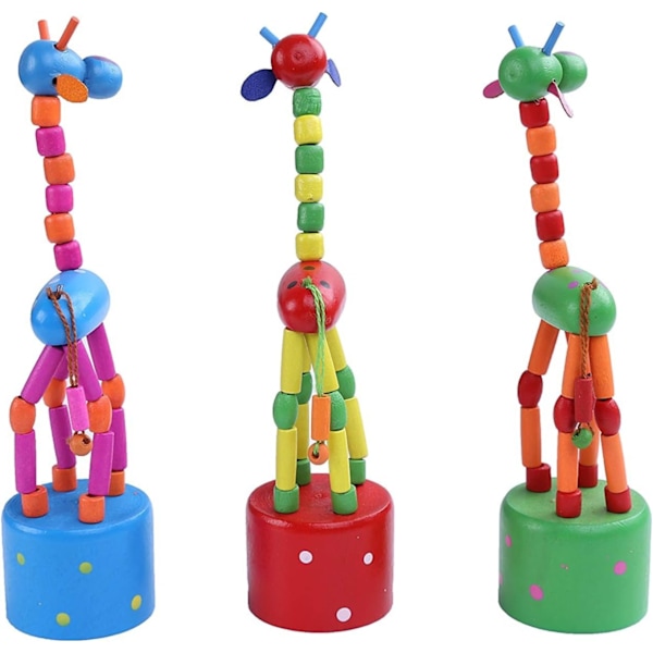 Tilfeldig farge fingerdukker, søte fargerike tegneseriefigurer i tre, svingende dansende kropp som kollapser skrivebordsleker for barn småbarn (3 sjiraffer) 3 Giraffes