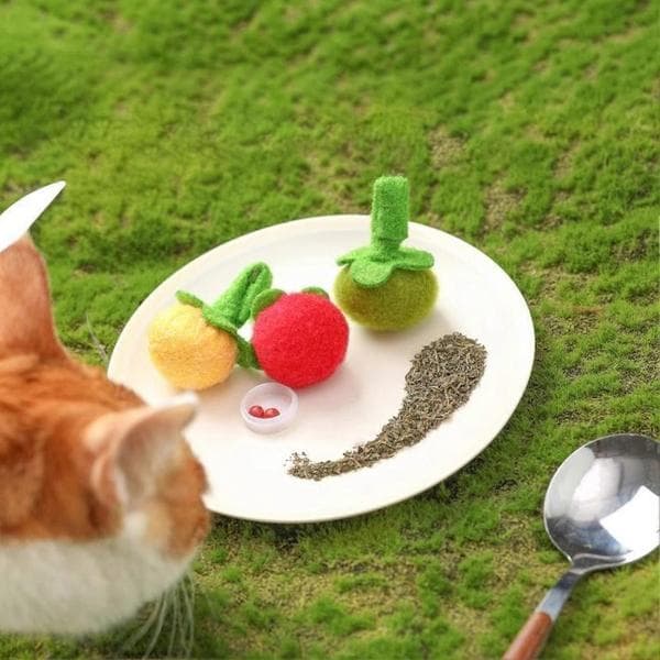 Fruktformet kattemynteleke med bjelle, interaktiv teaser for katter 3pcs