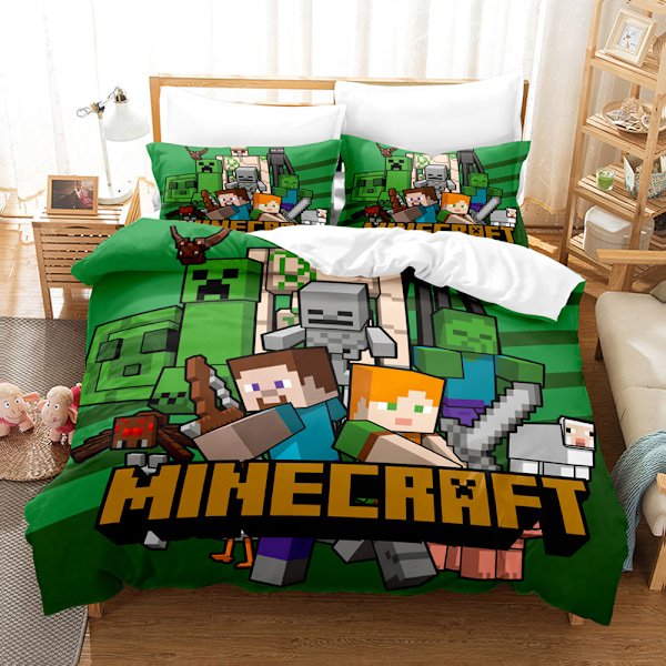Minecraft My World 3D digitaltryckt tredelat set påslakan sängöverkast lakan örngott sängkläder 1 140*210