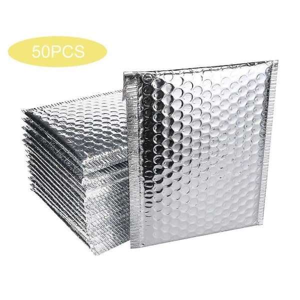 Boblekonvolutter Polstrede konvolutter Foret Poly Mailer Selvforsegling aluminisert 50 stk Silver