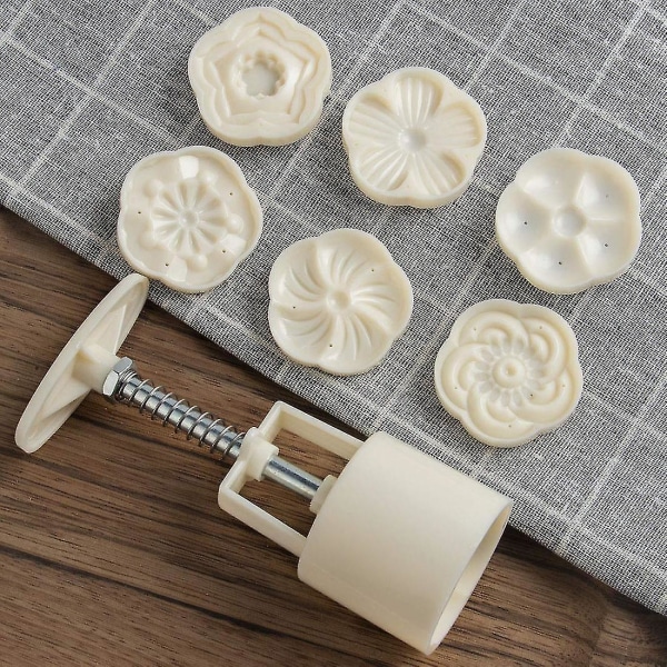 Cookie Stamp Moon Cake Mold , Cookie Press Mid Autumn Festival Tee itse koristelu purista mold (50g 6kpl postimerkkejä)