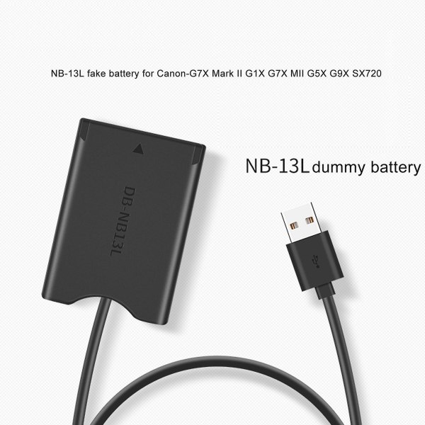 Kompatibel passform for Canon Fake Battery G7x Mark Ii G1x G7x Mii G5x G9x,nb13l DC-kobling