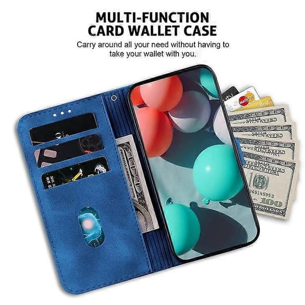 Til Xiaomi Redmi Note 14 Pro 5G/Poco X7 5G Stand Case 7-Formet Mønster Præget Læder Telefon Cover Dark Blue