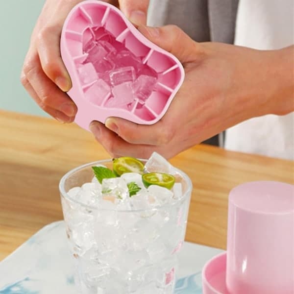 Ice Cube Tray with Lid 2 pcs, Mini Silicone Ice Cubes, Easy to Clean, Blue Azul
